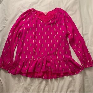EUC Lilly Pulitzer Silk Top Fuchsia Purple Pink S